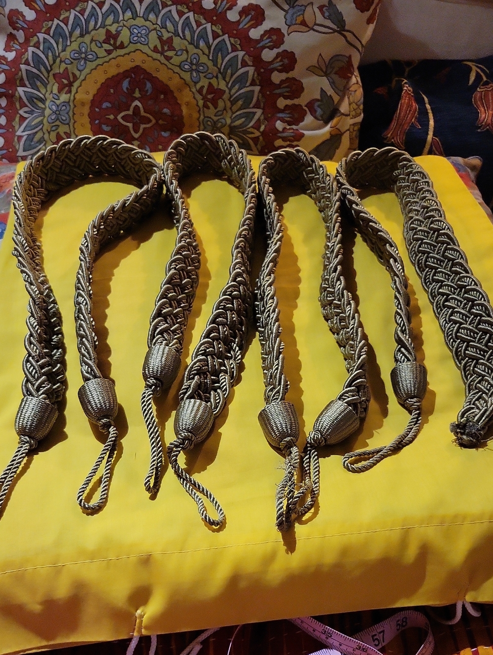 Ornate Braided Woven Tiebacks - Deep Sage Green